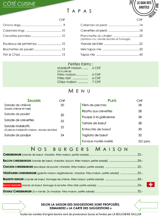 Menu - Côté Cuisine