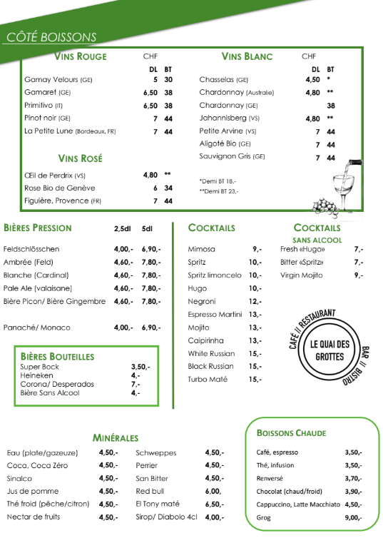 Menu - Côté Boissons